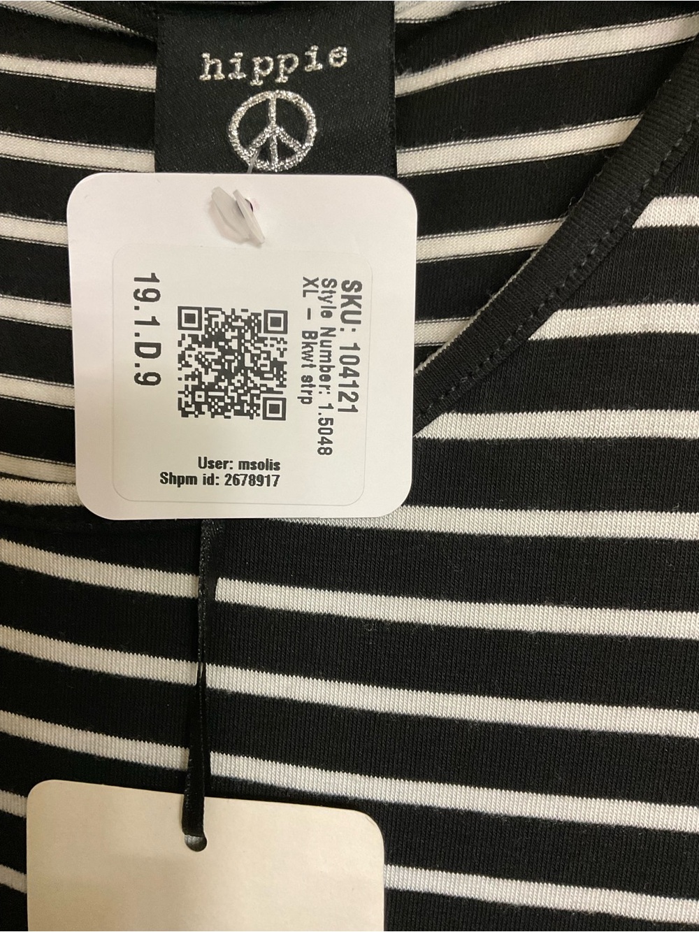 NWT Women’s Black & White Striped Tie-Hem Tee Size XL - Picture 5 of 7